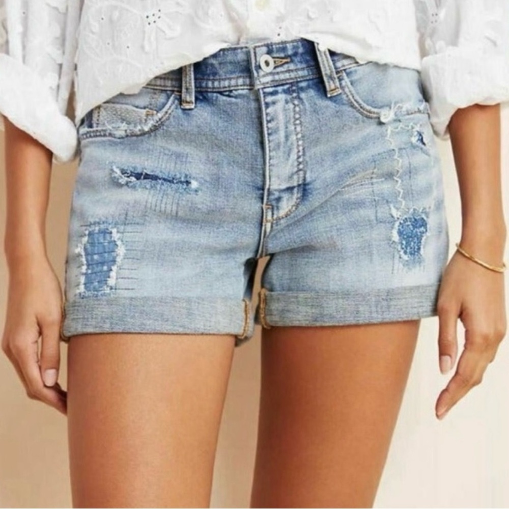 Anthropologie Light Blue Distressed Denim Jean Shorts